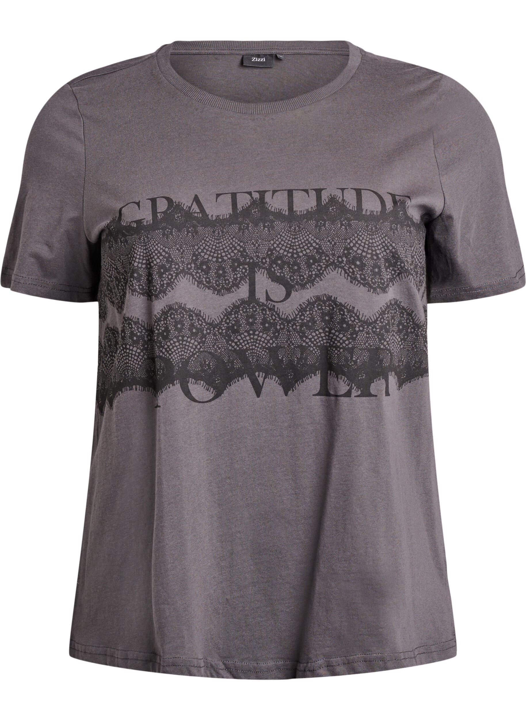 Bomulds t-shirt med frontmotiv