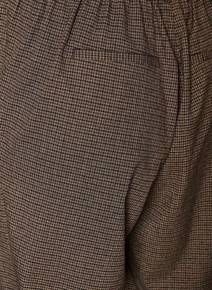 Bukser med sm&aring;ternet m&oslash;nster og lige ben, Brun, Packshot image number 3