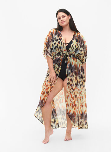 Strand kimono med print, Abstract Leopard, Model image number 0