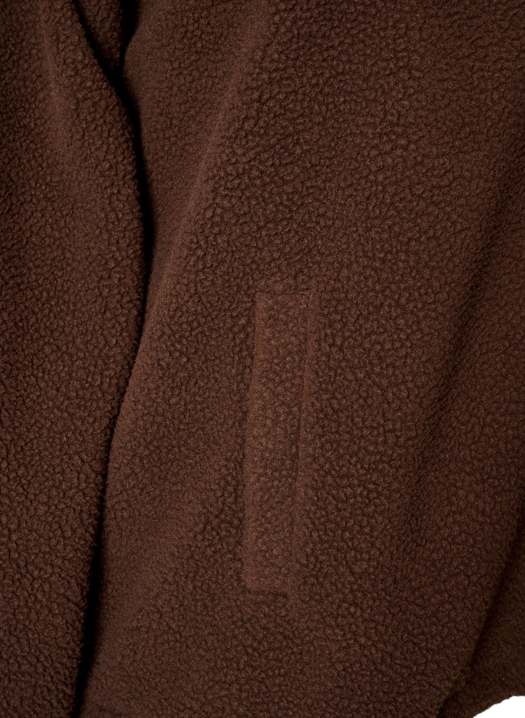 ZizziTeddyjakke med hulm&oslash;nsterb&aring;nd og h&oslash;j krave, Brun, Packshot image number 3