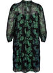 Blomstret viskosekjole med lurex struktur, Black w. Green Lurex, Packshot image number 1
