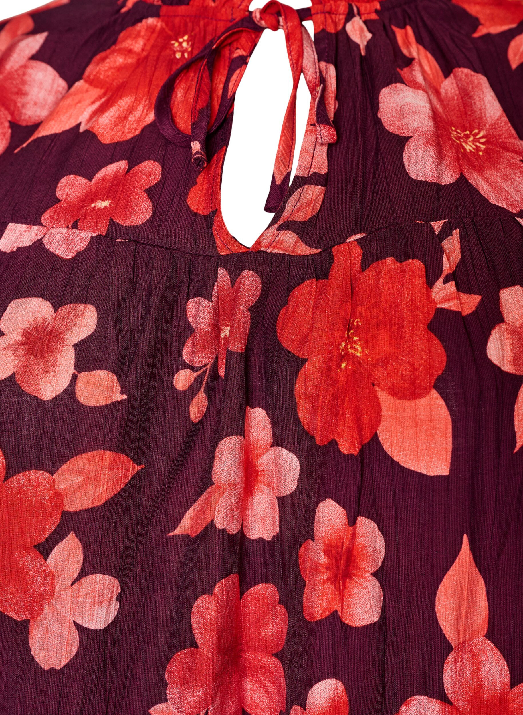 ZizziBlomstret viskosebluse med fl&aelig;se&aelig;rmer, Lilla, Packshot image number 2