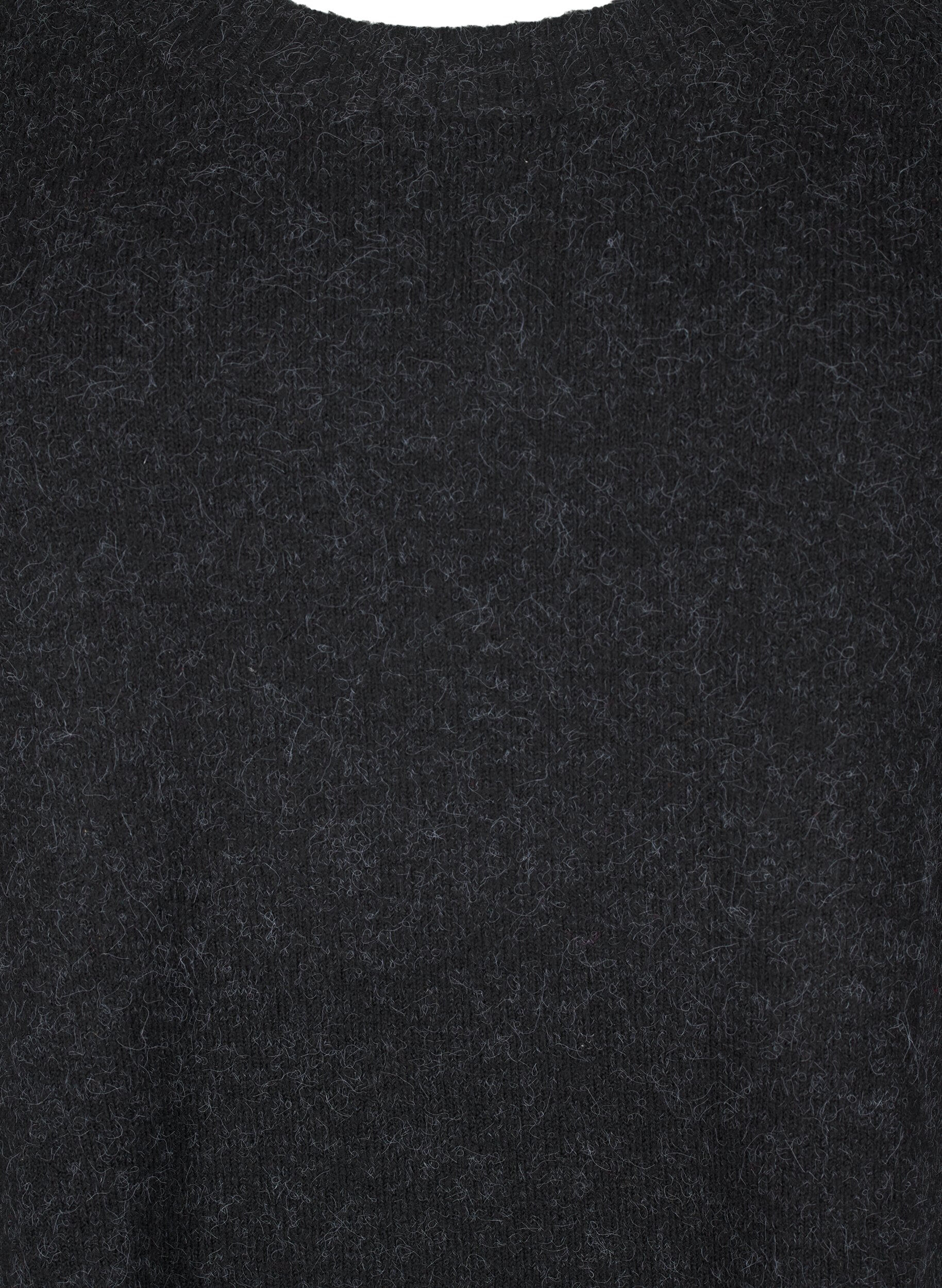 Zizzi Strikbluse med perledetaljer, Dark Grey Melange, Packshot image number 2