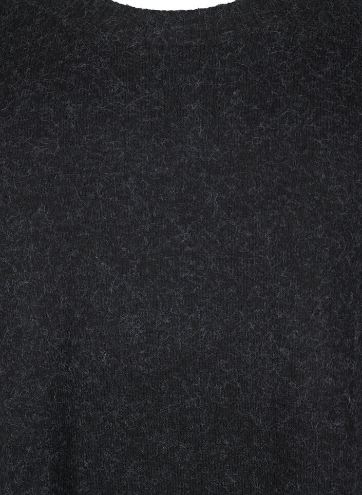 Strikbluse med perledetaljer, Dark Grey Melange, Packshot image number 2