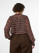 Bluse med all-over print og kort knapstolpe, Brun, Model image number 2