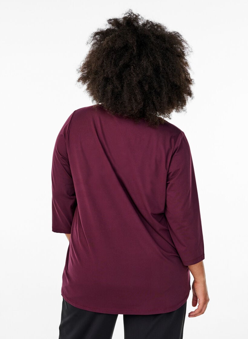 Tr&aelig;ningsbluse med 3/4 &aelig;rmer, R&oslash;d, Model image number 2