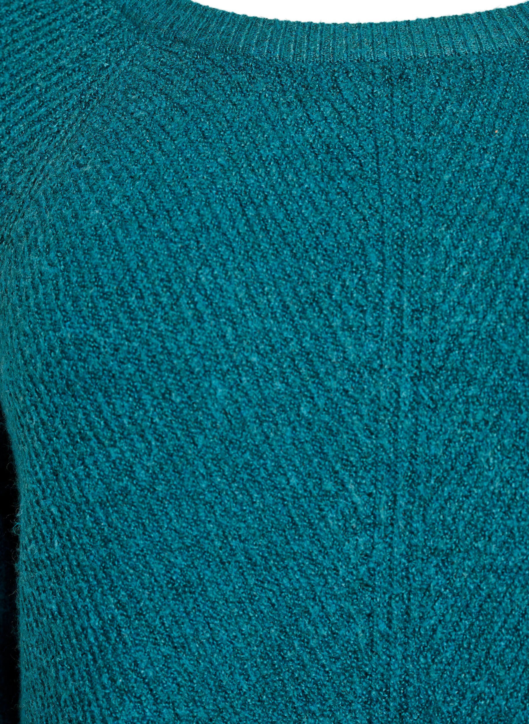 ZizziStrikbluse med diagonalt m&oslash;nster og raglan&aelig;rmer, Gr&oslash;n, Packshot image number 2