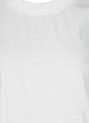Tunika med 3/4 ærmer og blonder, Bright White, Packshot image number 2