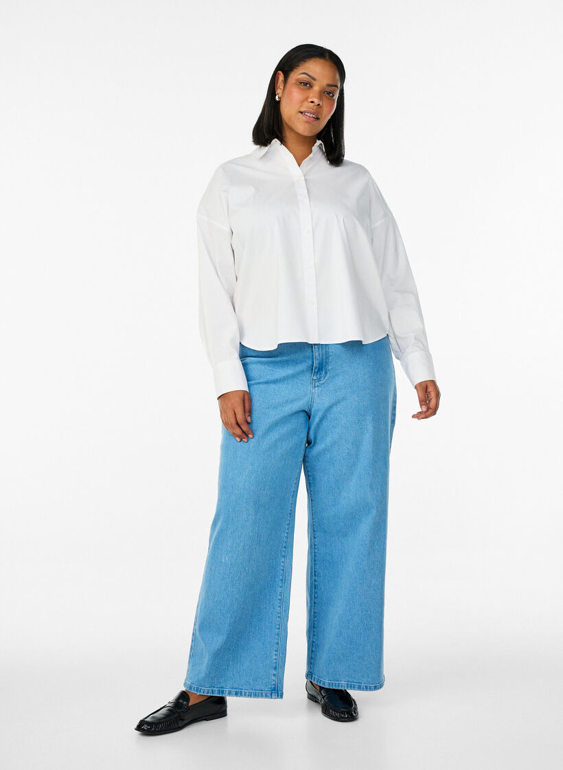 Klassisk bomuldsskjorte med l&oslash;s pasform, Hvid, Model image number 1