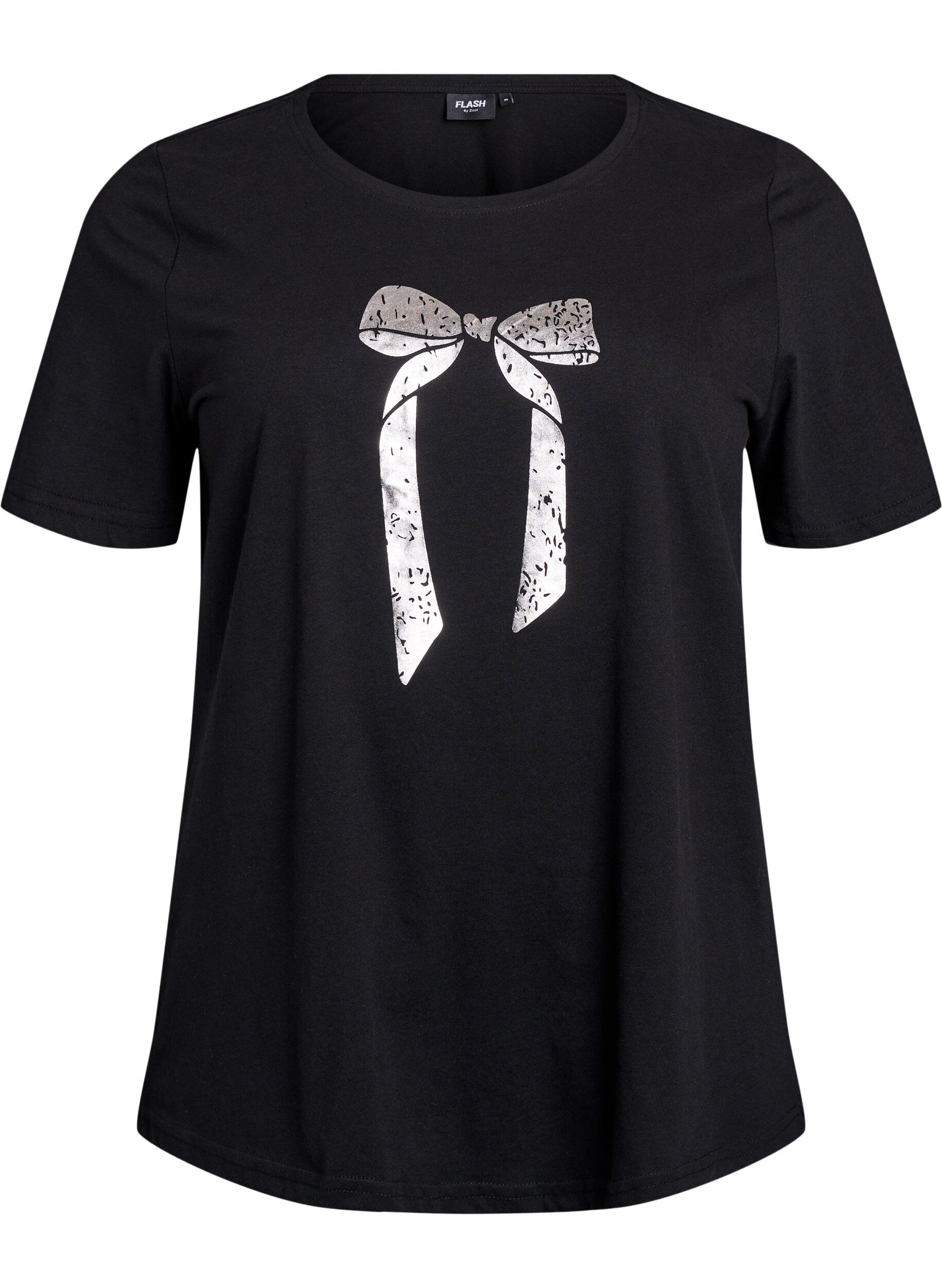 ZizziT-shirt med motiv, Sort, Packshot image number 0