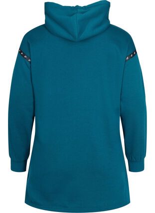 Lang sweatshirt med slids og lomme, Deep Teal, Packshot image number 1