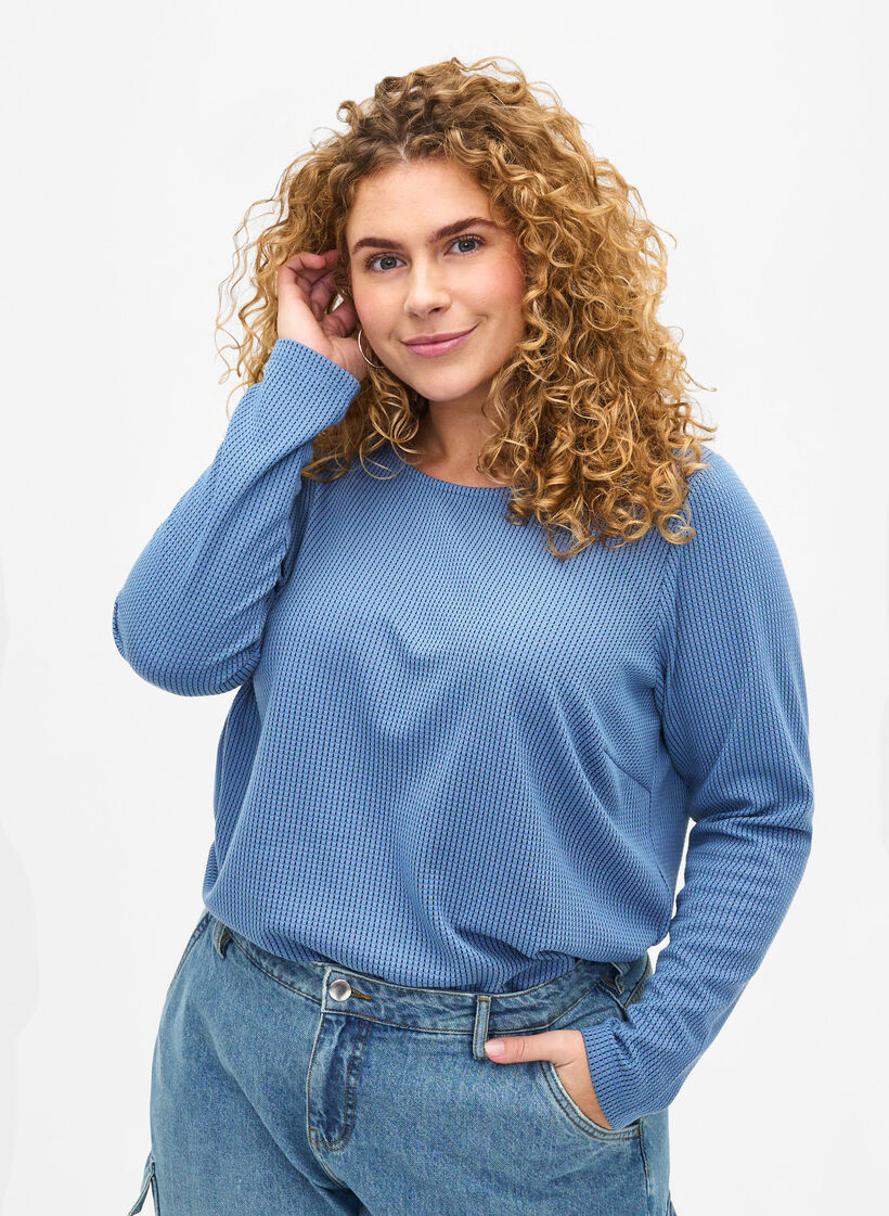 A-formet bluse med tekstur, Quiet Harbor, Model image number 0