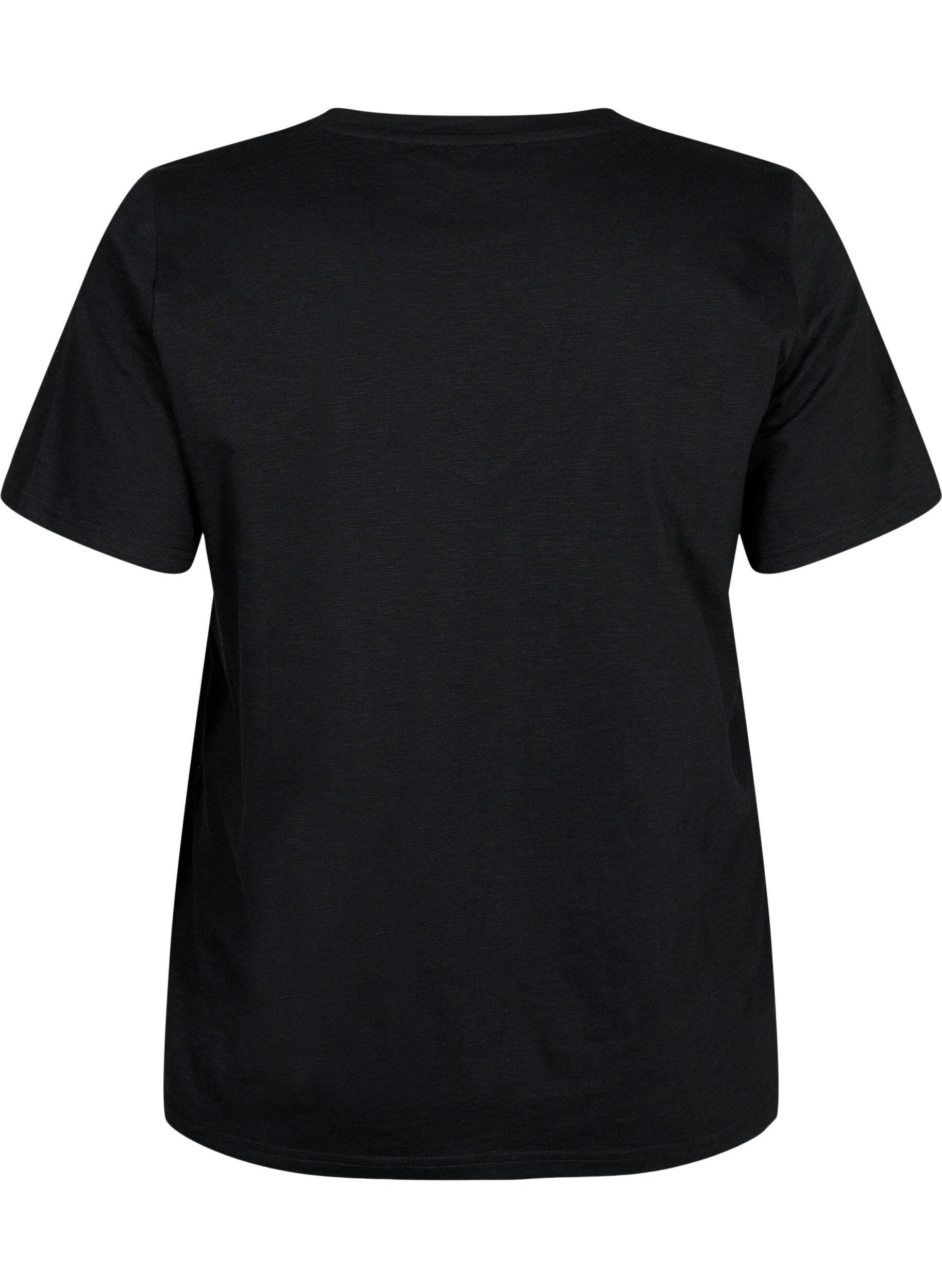 ZizziKort&aelig;rmet basis t-shirt med v-hals, Sort, Packshot image number 1