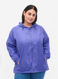 Kort jakke med hætte og justerbar bund, Purple Opulence, Model