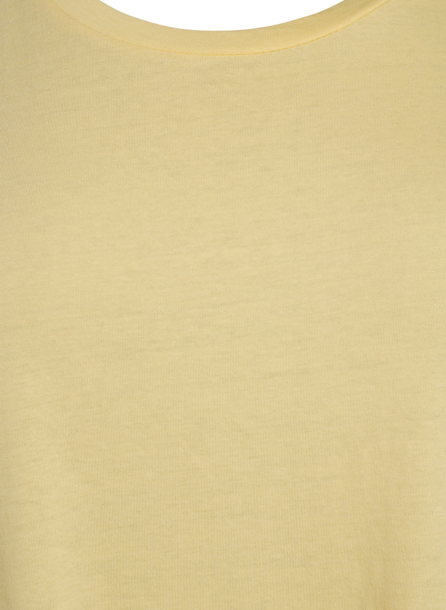 Zizzi Kort&aelig;rmet t-shirt i bomuldsblanding, Gul, Packshot image number 2
