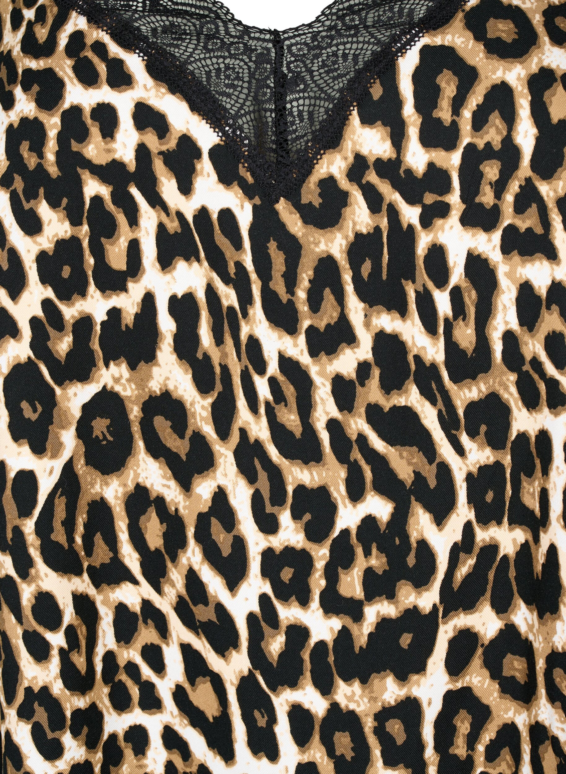 Zizzi Top med blonder i viskose, Leopard, Packshot image number 2