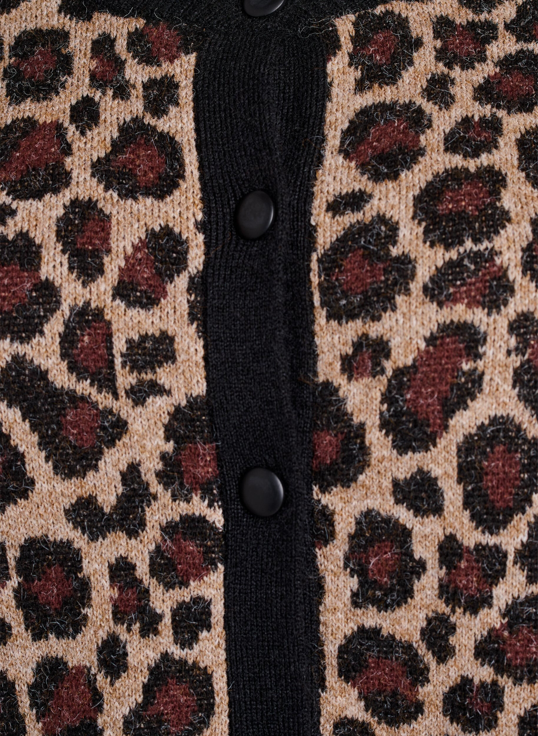 Zizzi Cardigan med leopardm&oslash;nster og kontrastkanter, Sort, Packshot image number 2