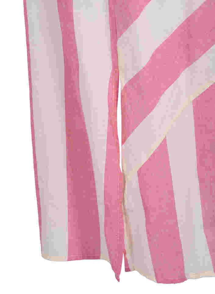 Kortærmet bomulds skjortekjole med striber, Magenta Stripe, Packshot image number 3