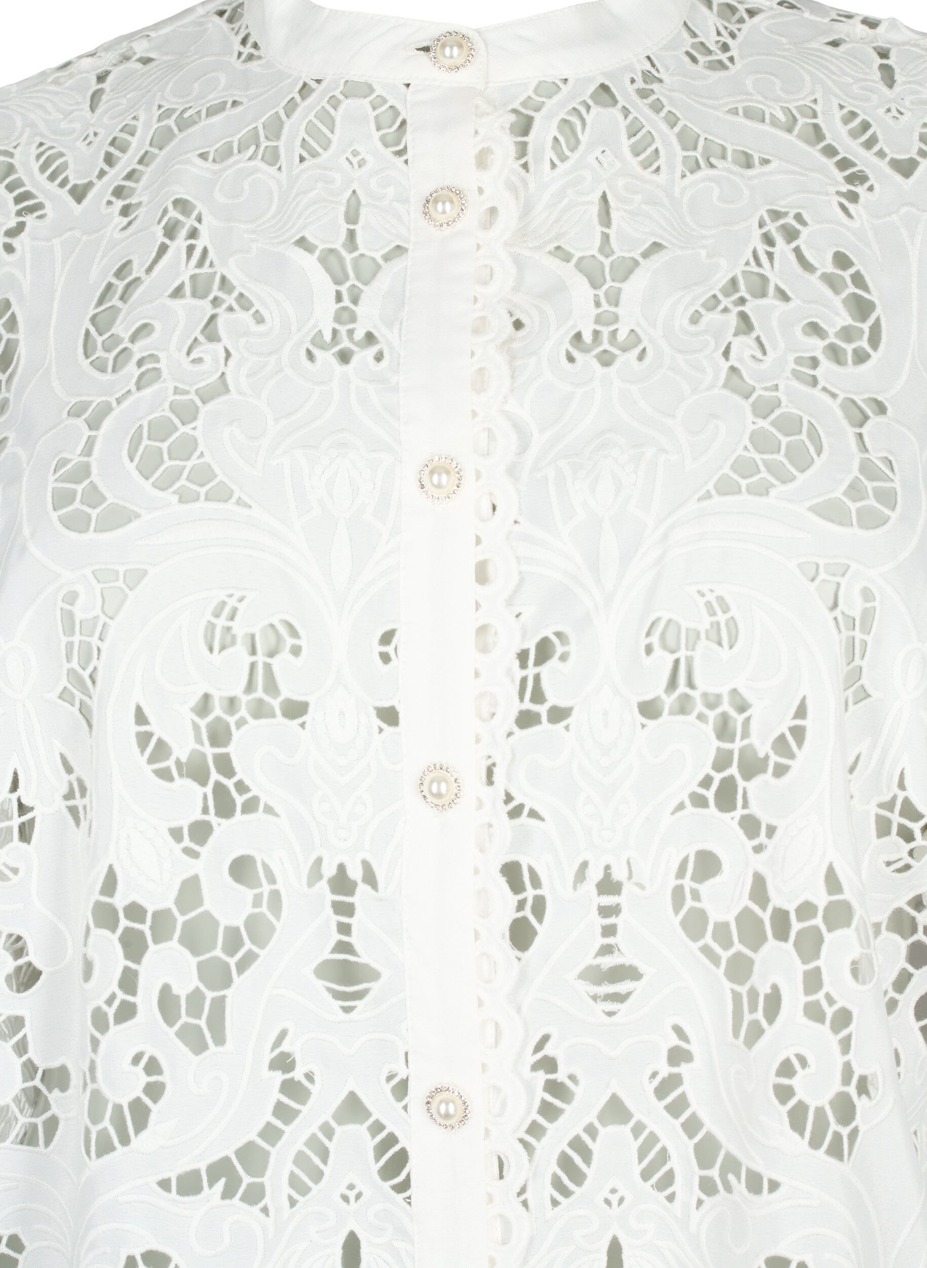 Zizzi Lang&aelig;rmet blonde skjortebluse, White, Packshot image number 2