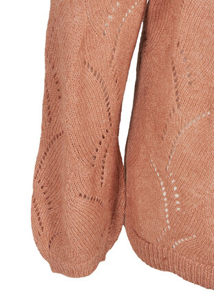 Mønstret strikbluse med uld, Burlwood mel, Packshot image number 3