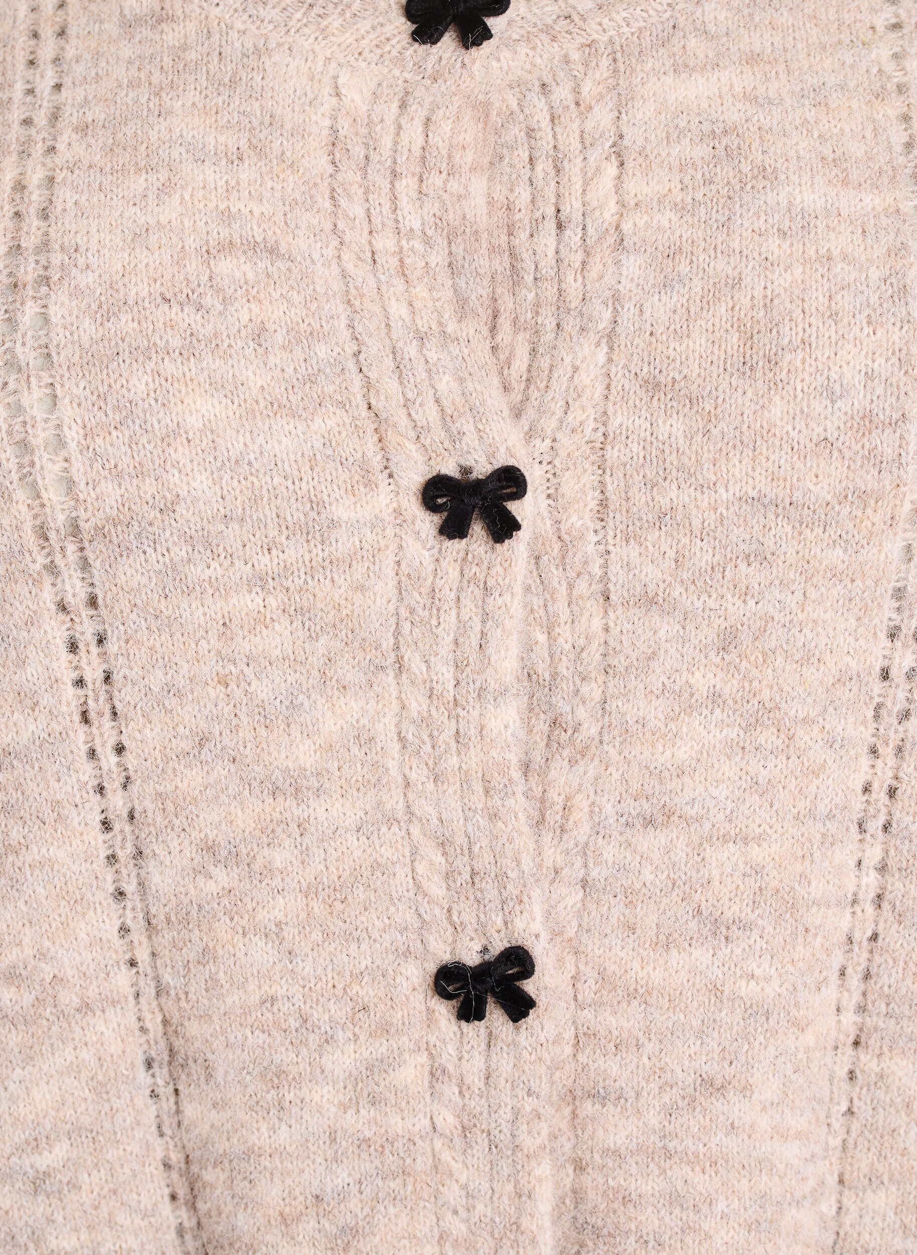 ZizziCardigan med sl&oslash;jfeknapper og hulm&oslash;nster, Beige, Packshot image number 2