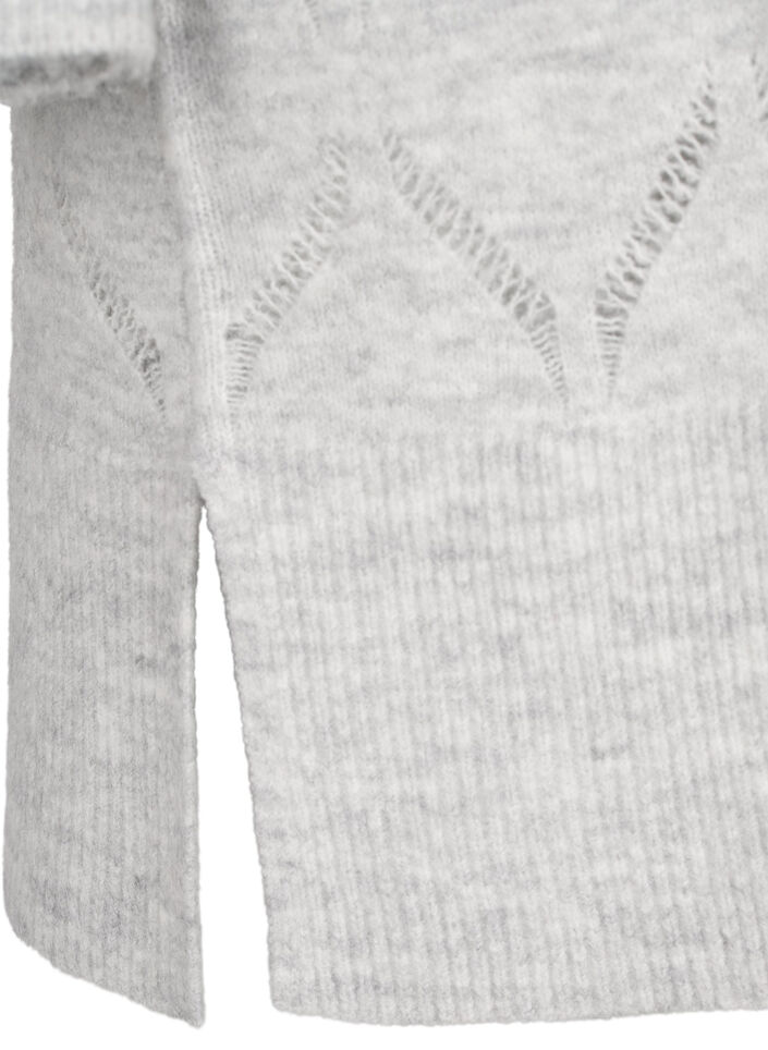 Langærmet strikcardigan, Light Grey Melange, Packshot image number 3