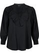 Viskosebluse med flæser og broderidetalje, Black, Packshot image number 0