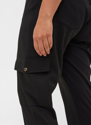 Løse bukser med elastikkant og lommer, Black, Model image number 2