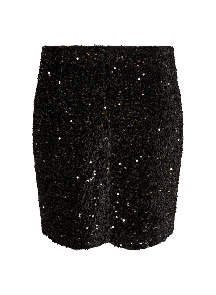 Kort pailletnederdel, Sort, Packshot image number 1
