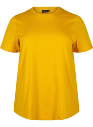 Basis t-shirt i bomuld med rund hals , Gul
