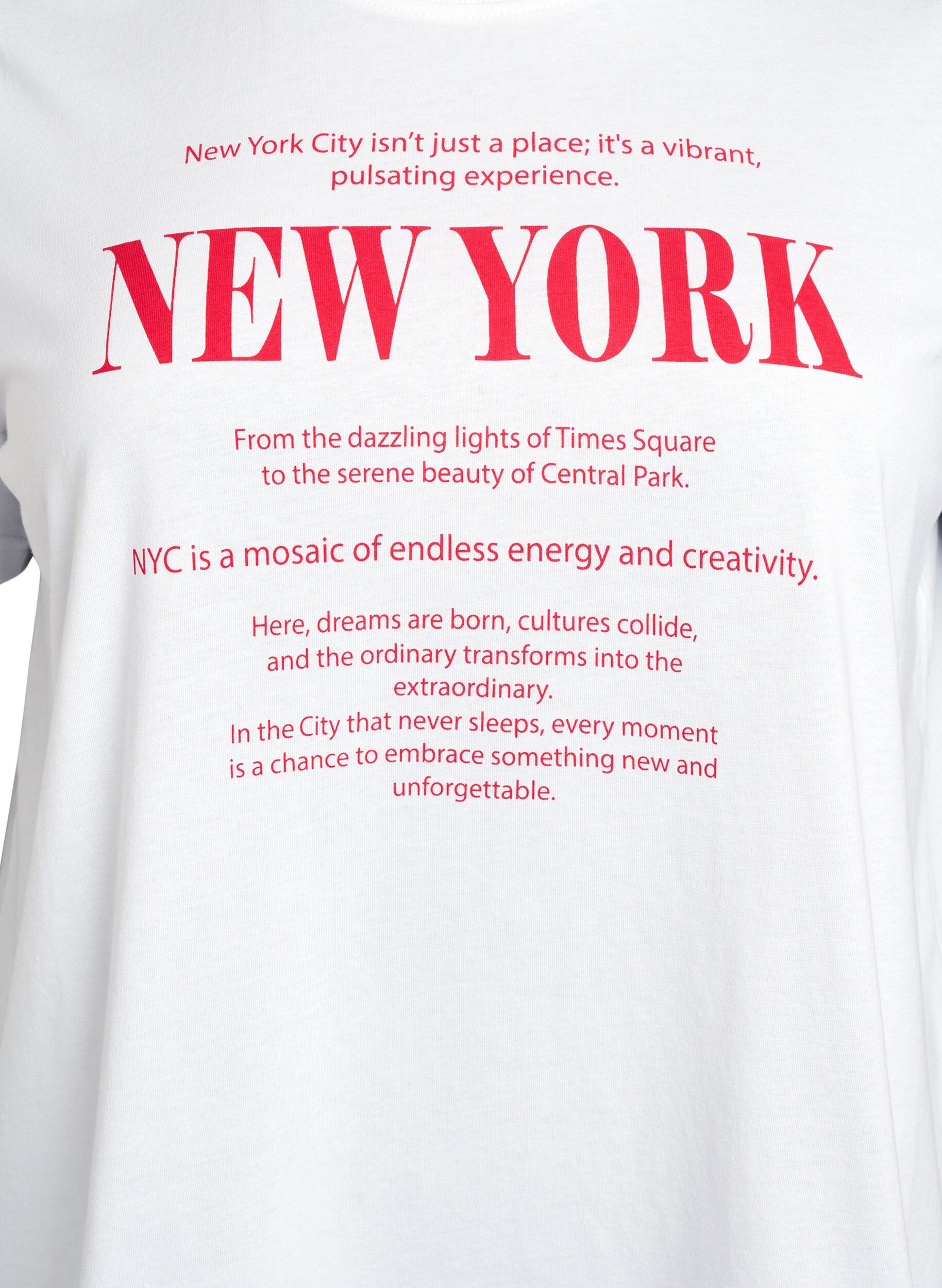 Zizzi T-shirt med tekstmotiv og rund hals, Hvid, Packshot image number 2