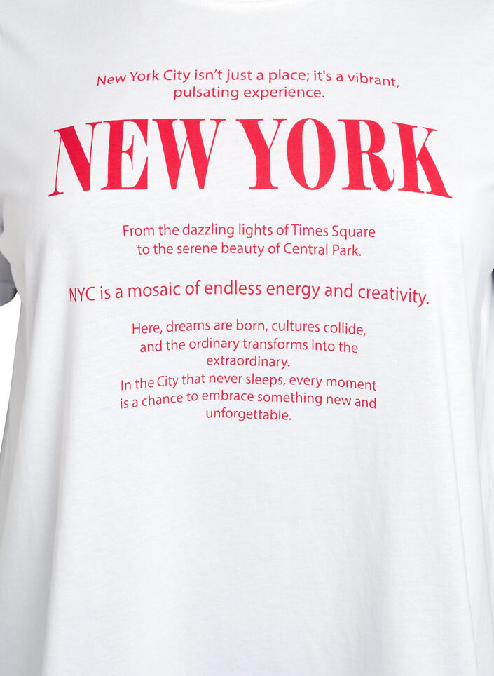 T-shirt med tekstmotiv og rund hals, Hvid, Packshot image number 2