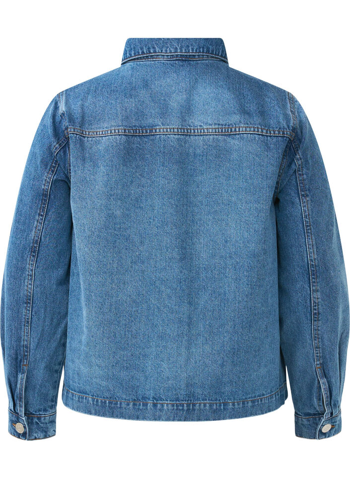 Denim skjortejakke med lommer, Blue Denim, Packshot image number 1