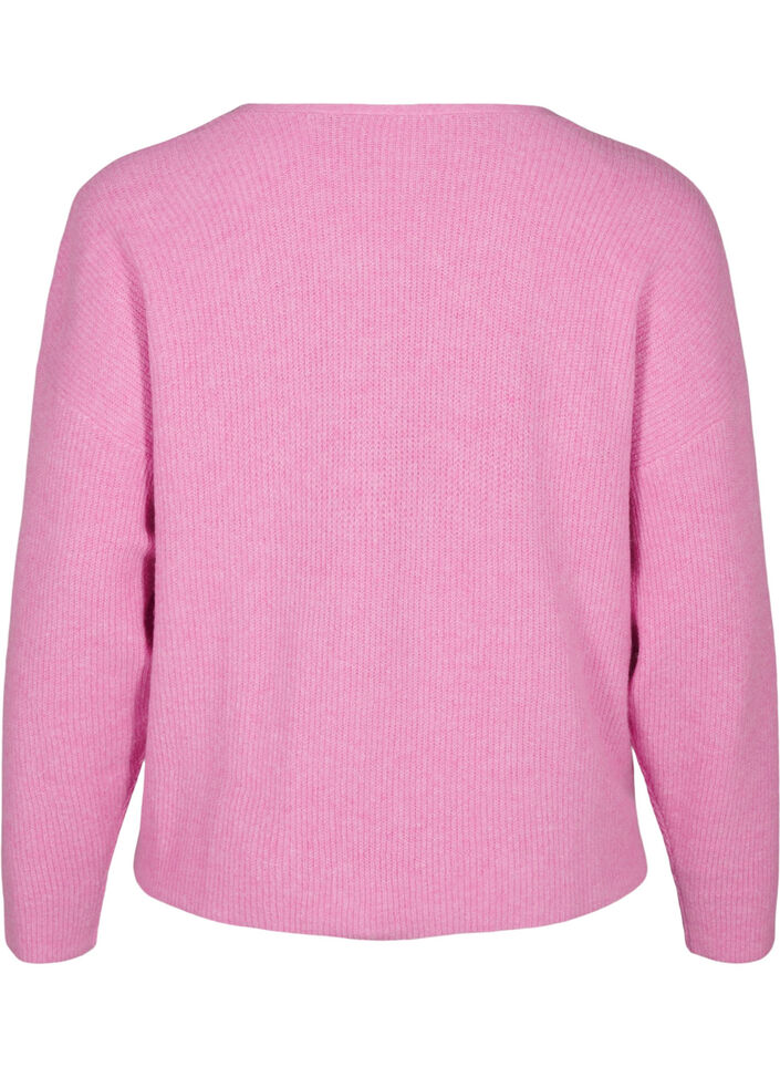Strikcardigan med bindebånd, Begonia Pink Mel., Packshot image number 1