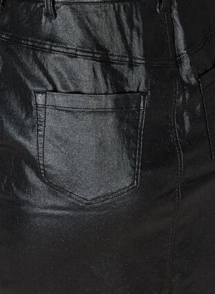 Tætsiddende glimmer nederdel med slids, Black w/glitter, Packshot image number 3