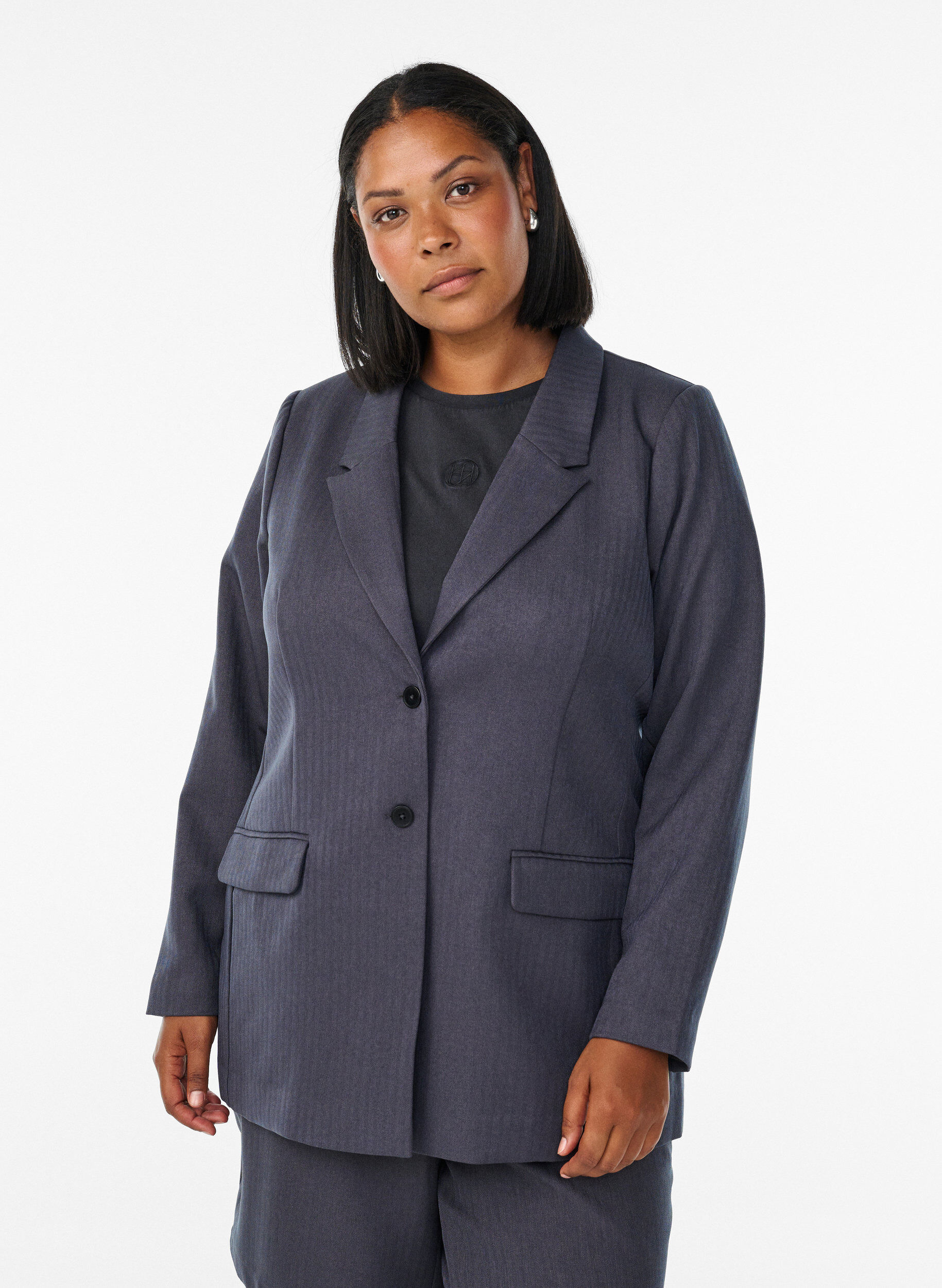 Klassisk blazer med lommer, Gr&aring;, Model