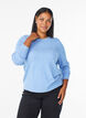 Strikbluse med rund hals, Bl&aring;, Model image number 0