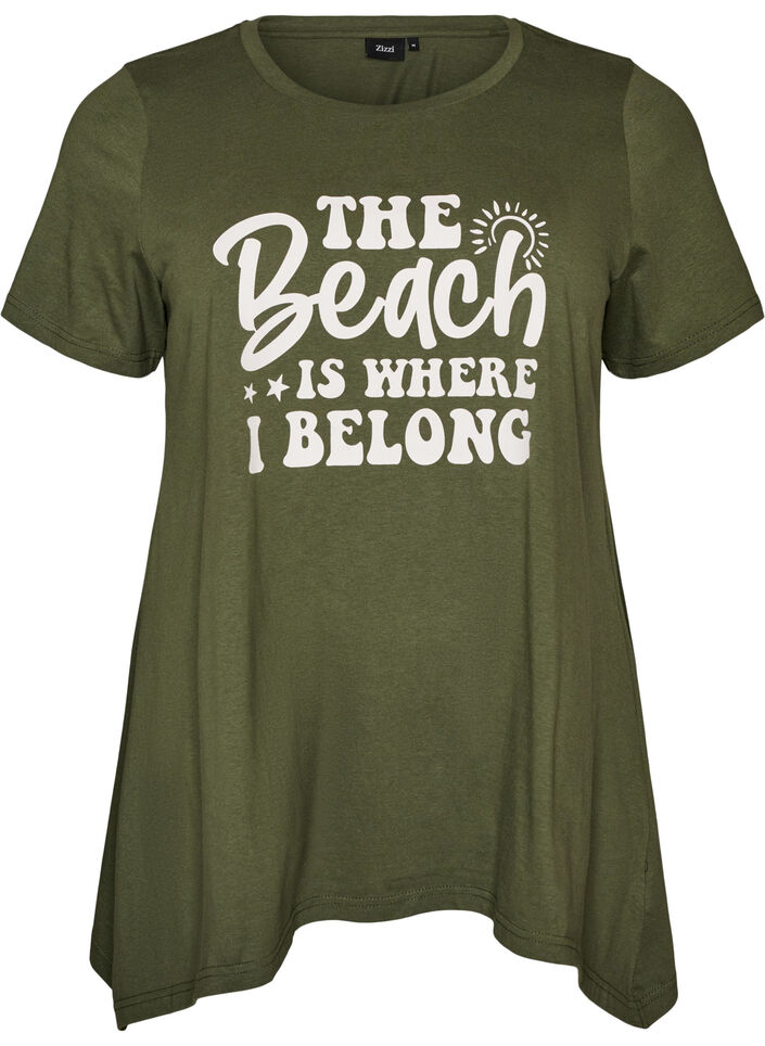 T-shirt med rund hals og A-facon, Gr&oslash;n, Packshot image number 0