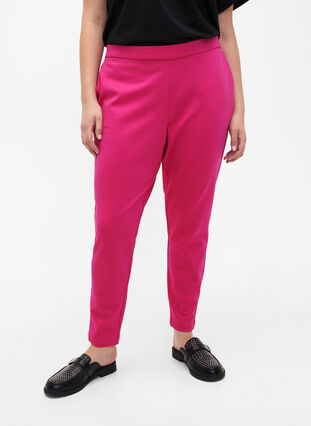 Cropped bukser med lommer, Raspberry Sorbet, Model image number 2