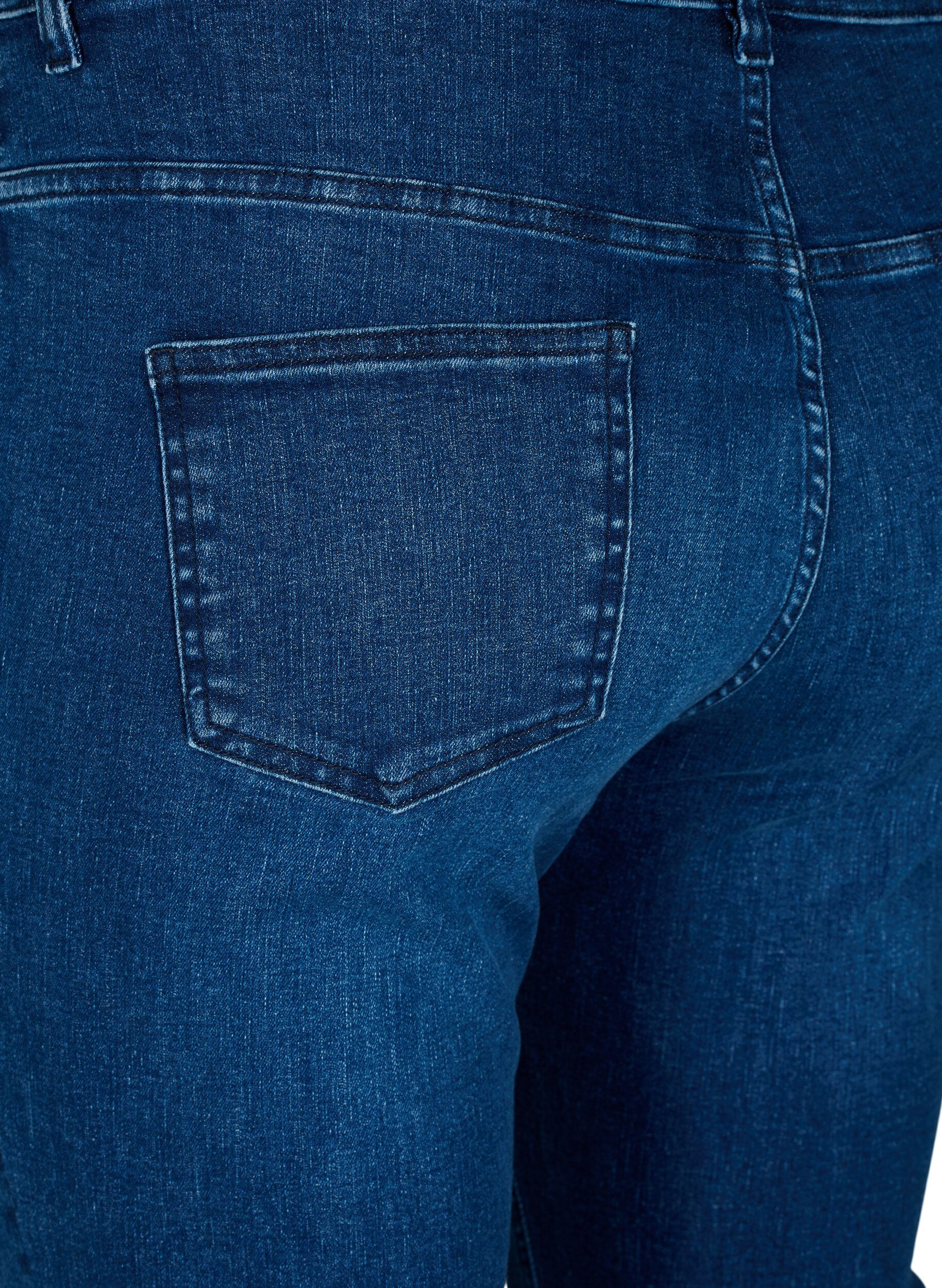 Zizzi Ellen bootcut jeans med r&aring; kant , Blue denim, Packshot image number 3