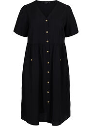 Kortærmet kjole med knapper og lommer, Black