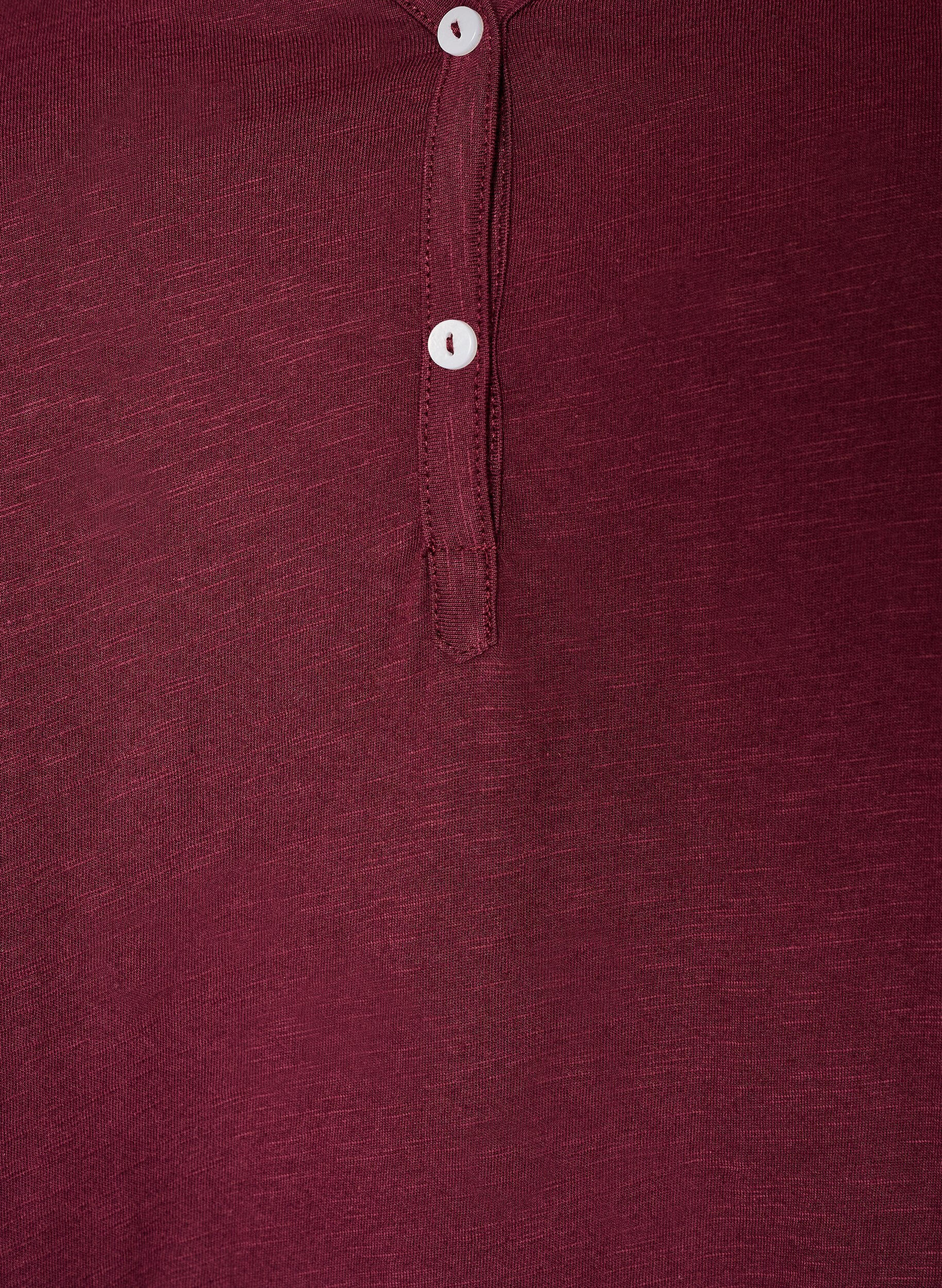 ZizziT-shirt med knapdetalje, M&oslash;rk Bordeaux, Packshot image number 2
