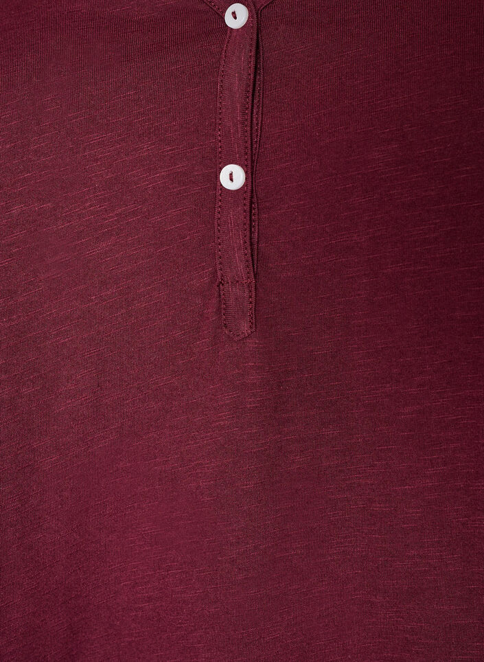 T-shirt med knapdetalje, M&oslash;rk Bordeaux, Packshot image number 2