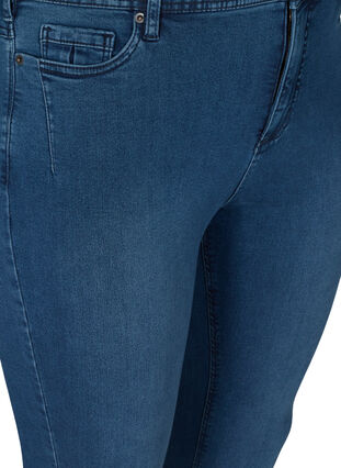 Cropped Amy jeans med høj talje og lynlås, Dark blue denim, Packshot image number 2