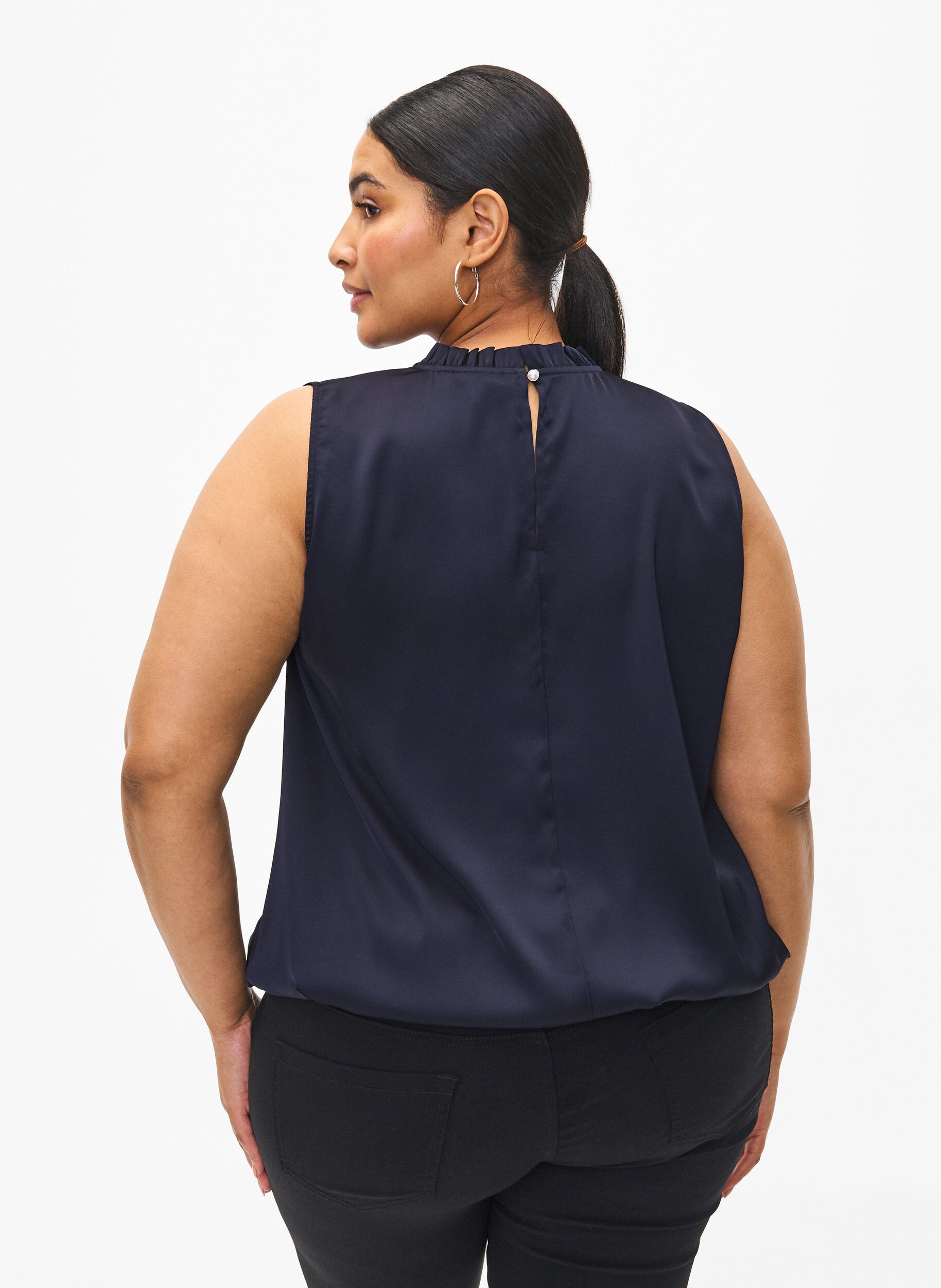 Zizzi &AElig;rmel&oslash;s festtop i satin, Night Sky, Model image number 1