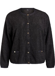 Teddy-cardigan med guldfarvede knapper, Sort