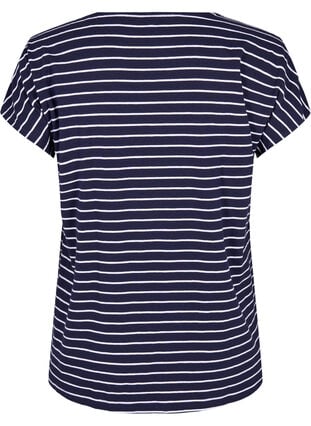 Bomulds t-shirt med striber, Night Sky W. Stripe, Packshot image number 1