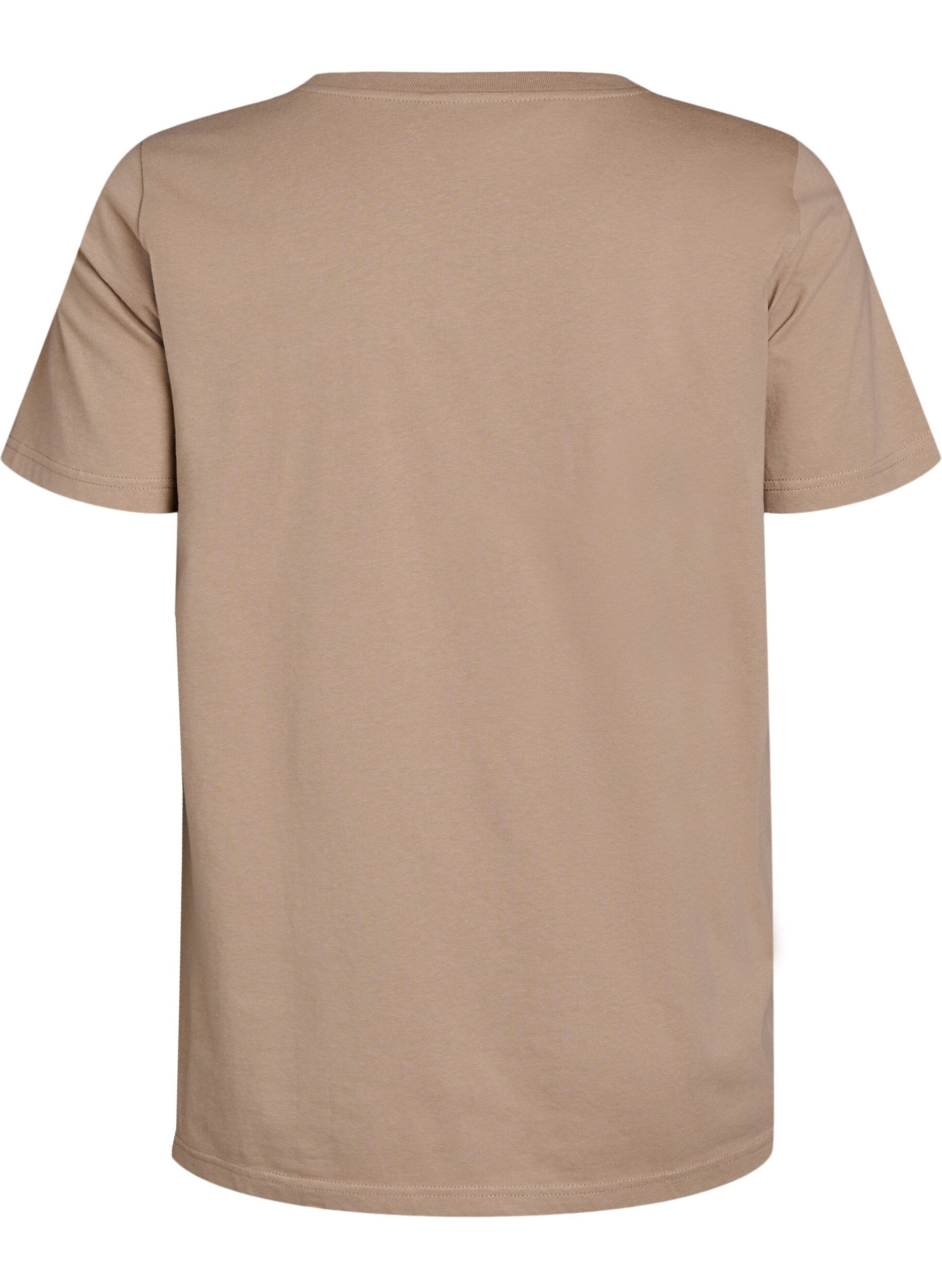 Zizzi T-shirt med blomstret printdetalje, Beige, Packshot image number 1