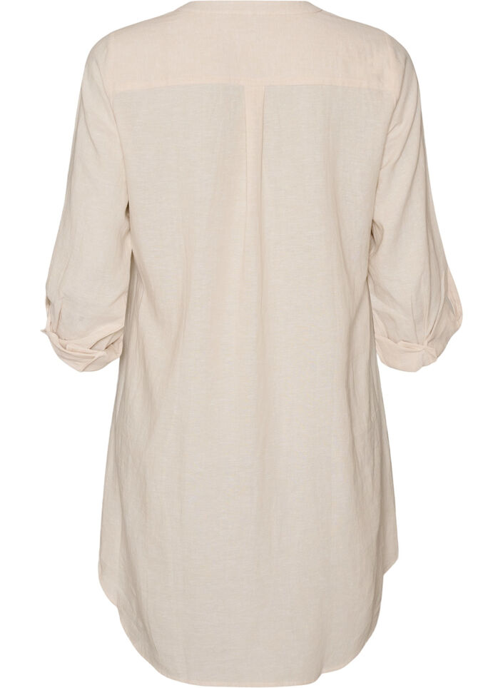 Lang skjorte i h&oslash;r og viskose, Beige, Packshot image number 1