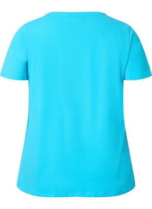 Ensfarvet basis t-shirt i bomuld, Blue Atoll, Packshot image number 1